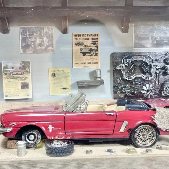 The Window Pane Curio Collection Mustang Car Garage Miniature Model Diorama 2002 - Picture 2 of 16